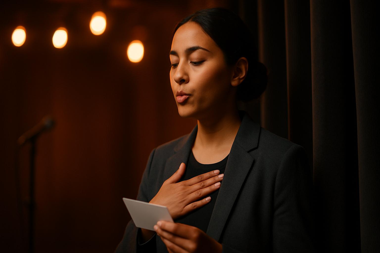 Persona realizando ejercicios de vocalización